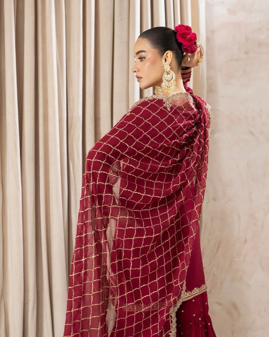 Pink Faux Georgette Thread & Sequin Embroidered Sharara Set with Dupatta