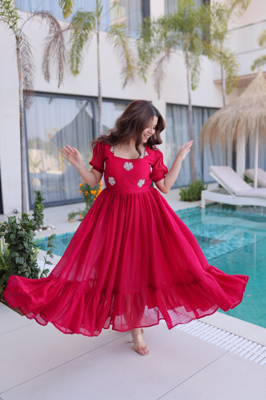 Pink Fendi Silk Embroidered Gown
