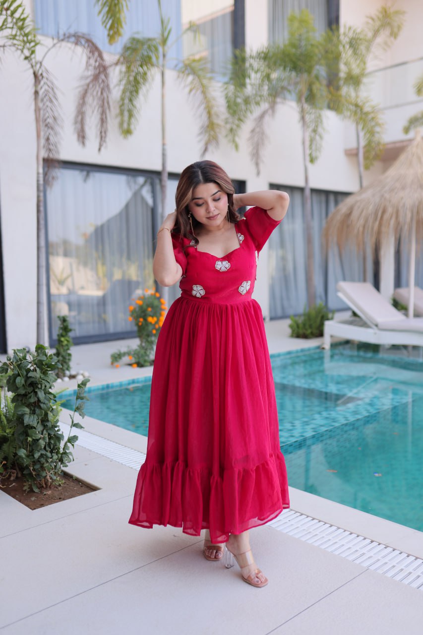 Pink Fendi Silk Embroidered Gown