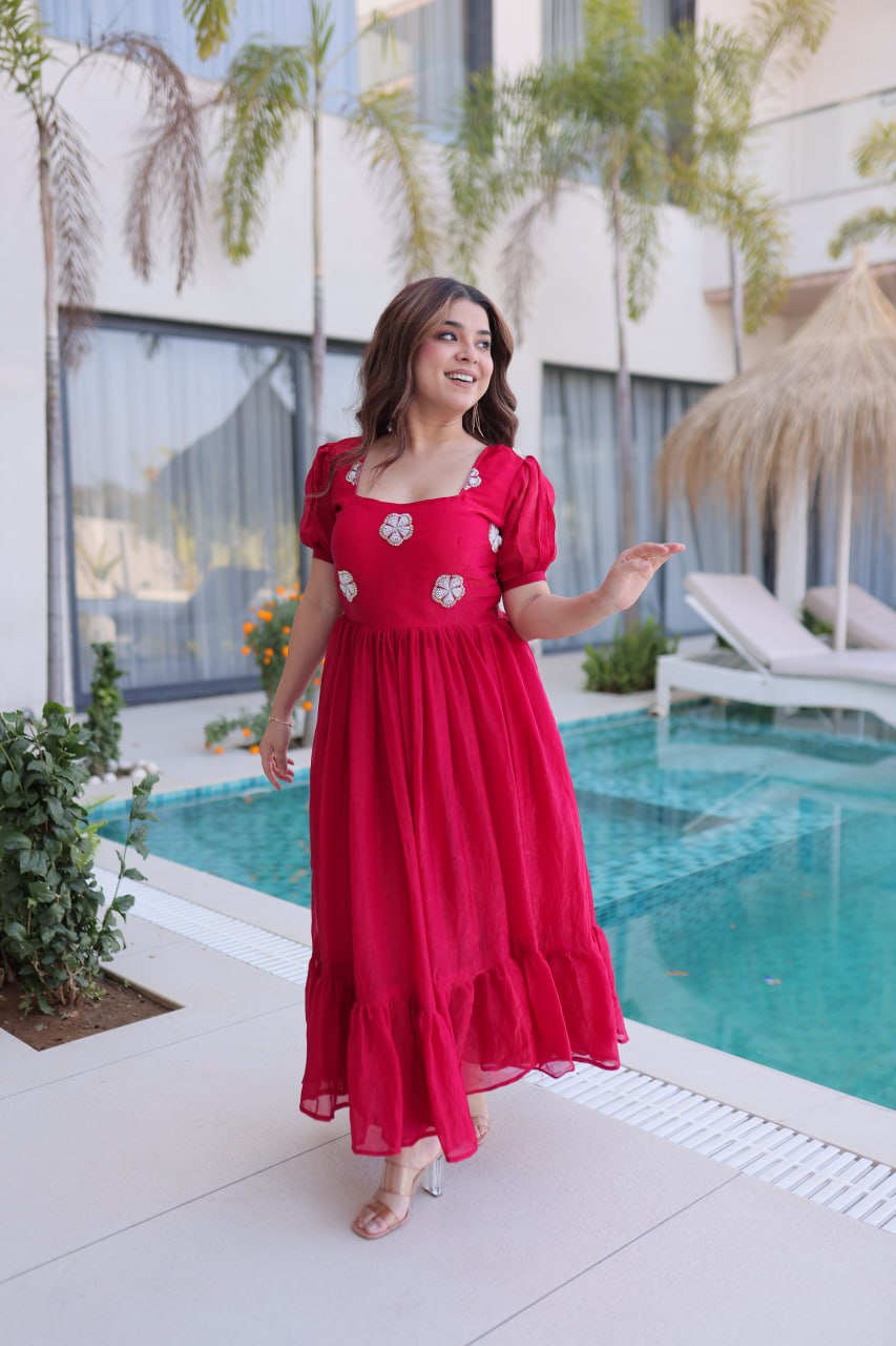 Pink Fendi Silk Embroidered Gown