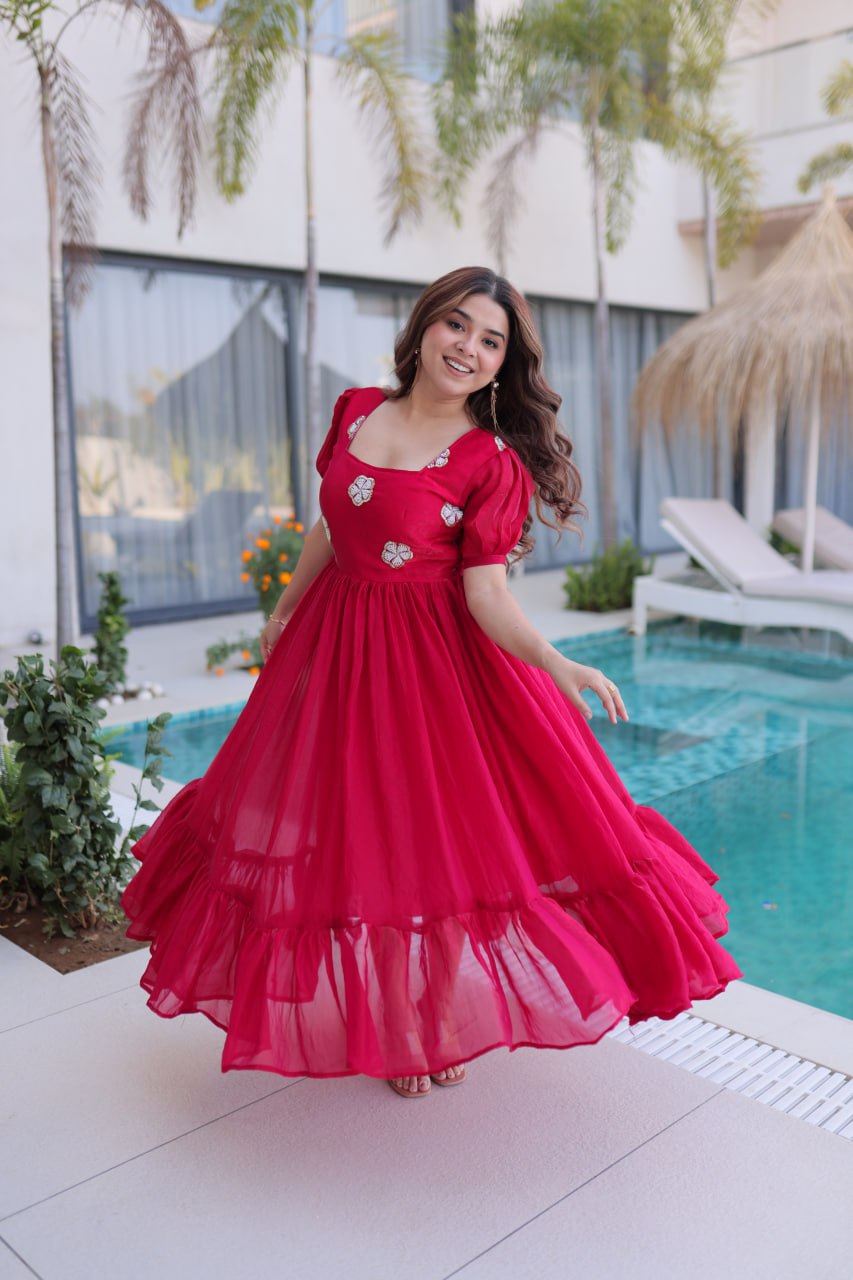 Pink Fendi Silk Embroidered Gown