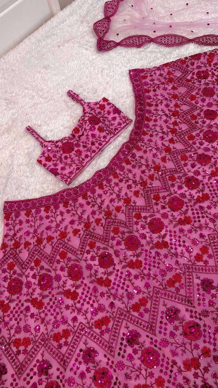 Pink Festive Designer Lehenga Choli