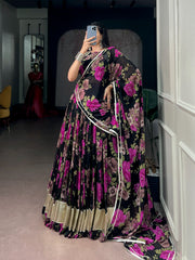 Pink Floral Print Lehenga Choli