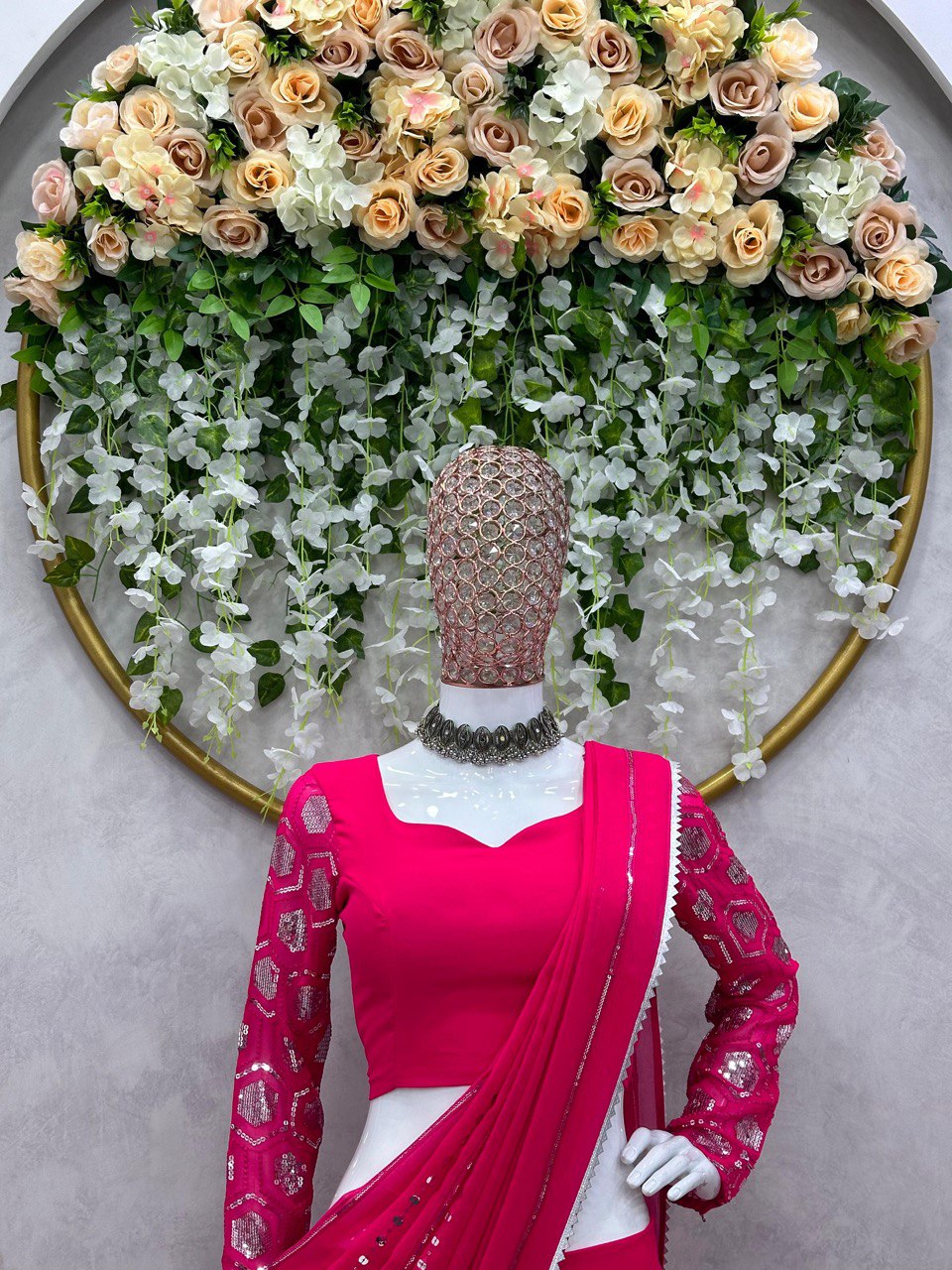 Pink Glamorous Ready-to-Wear Fox Georgette Lehenga Set
