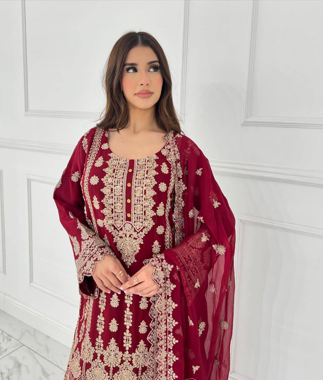 Pink Graceful Faux Georgette Sharara Set with Thread & Sequin Embroidery and Lace Border Dupatta