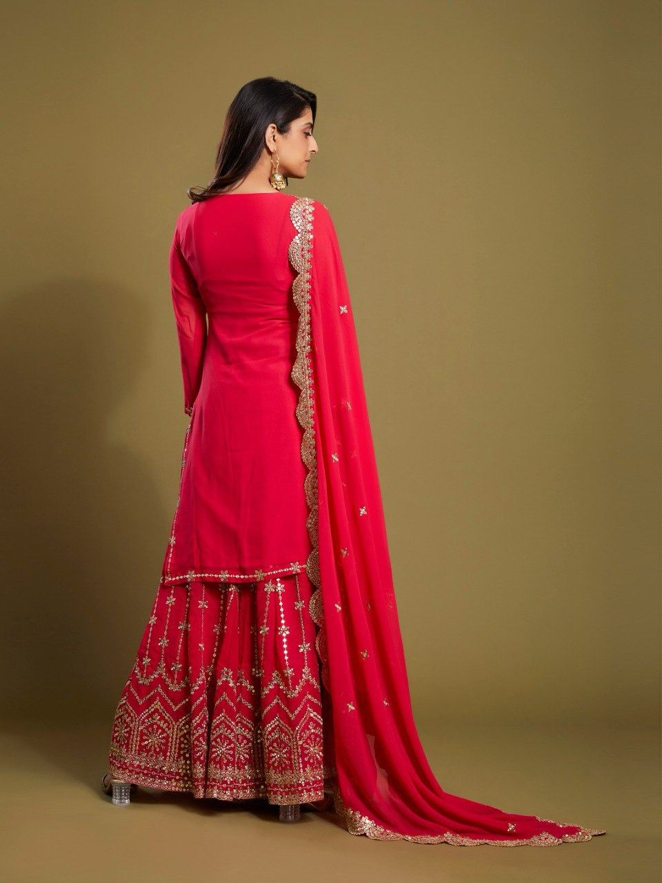 Pink Graceful Georgette Embroidered Suit Set with Dupatta Ready-to-Wear