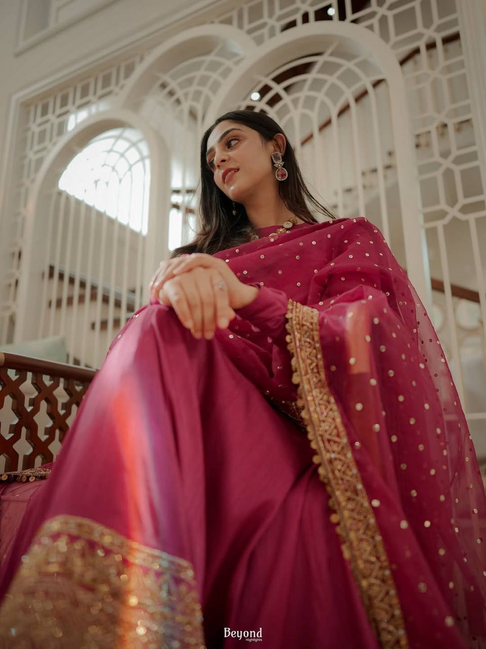 Pink Kali Cut Gown with Dupatta