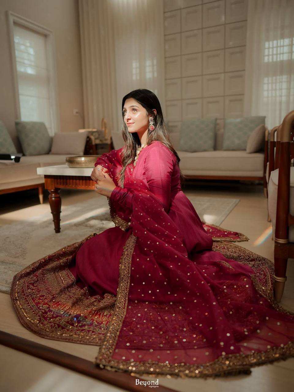 Pink Kali Cut Gown with Dupatta