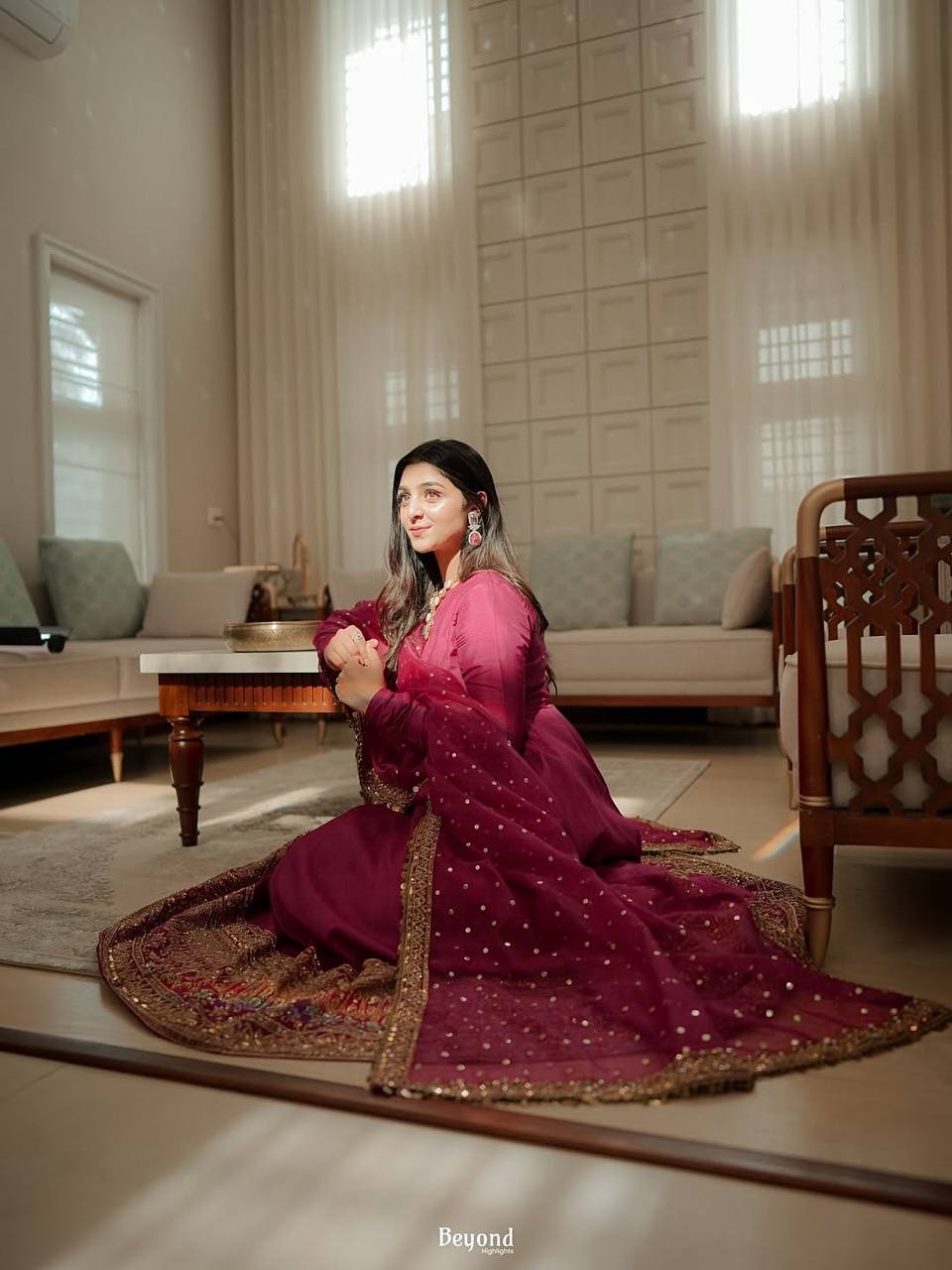 Pink Kali Cut Gown with Dupatta
