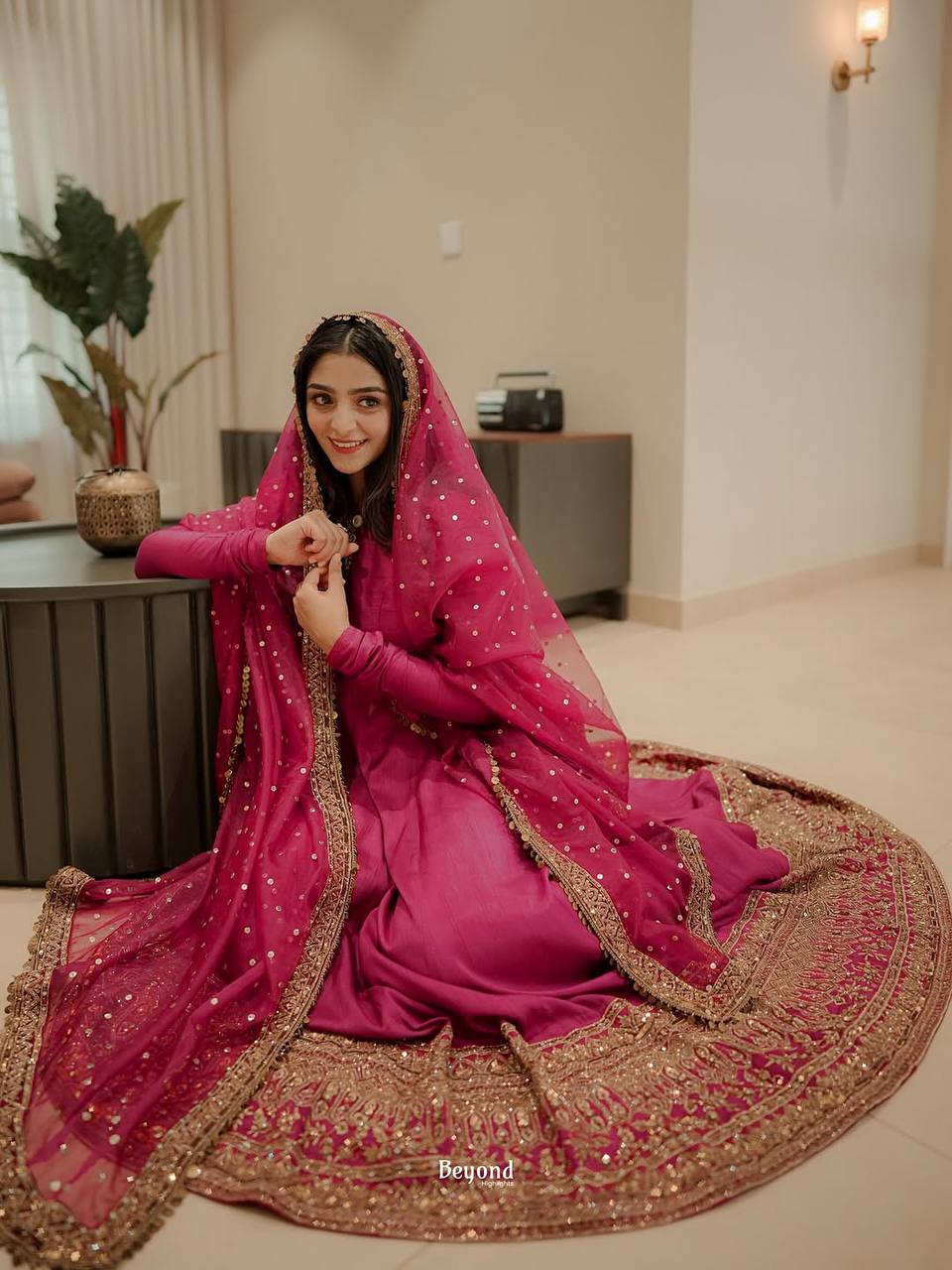 Pink Kali Cut Gown with Dupatta