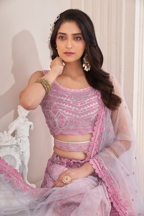 Girlish Trendy Pink Lehenga Choli Set