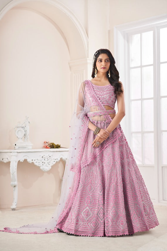 Girlish Trendy Pink Lehenga Choli Set