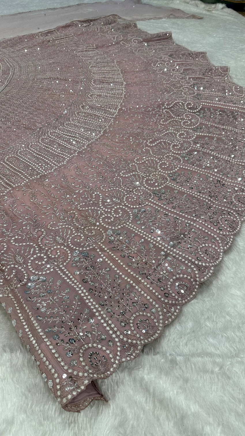 Pink Lehenga with Sequins, Resham Dori work