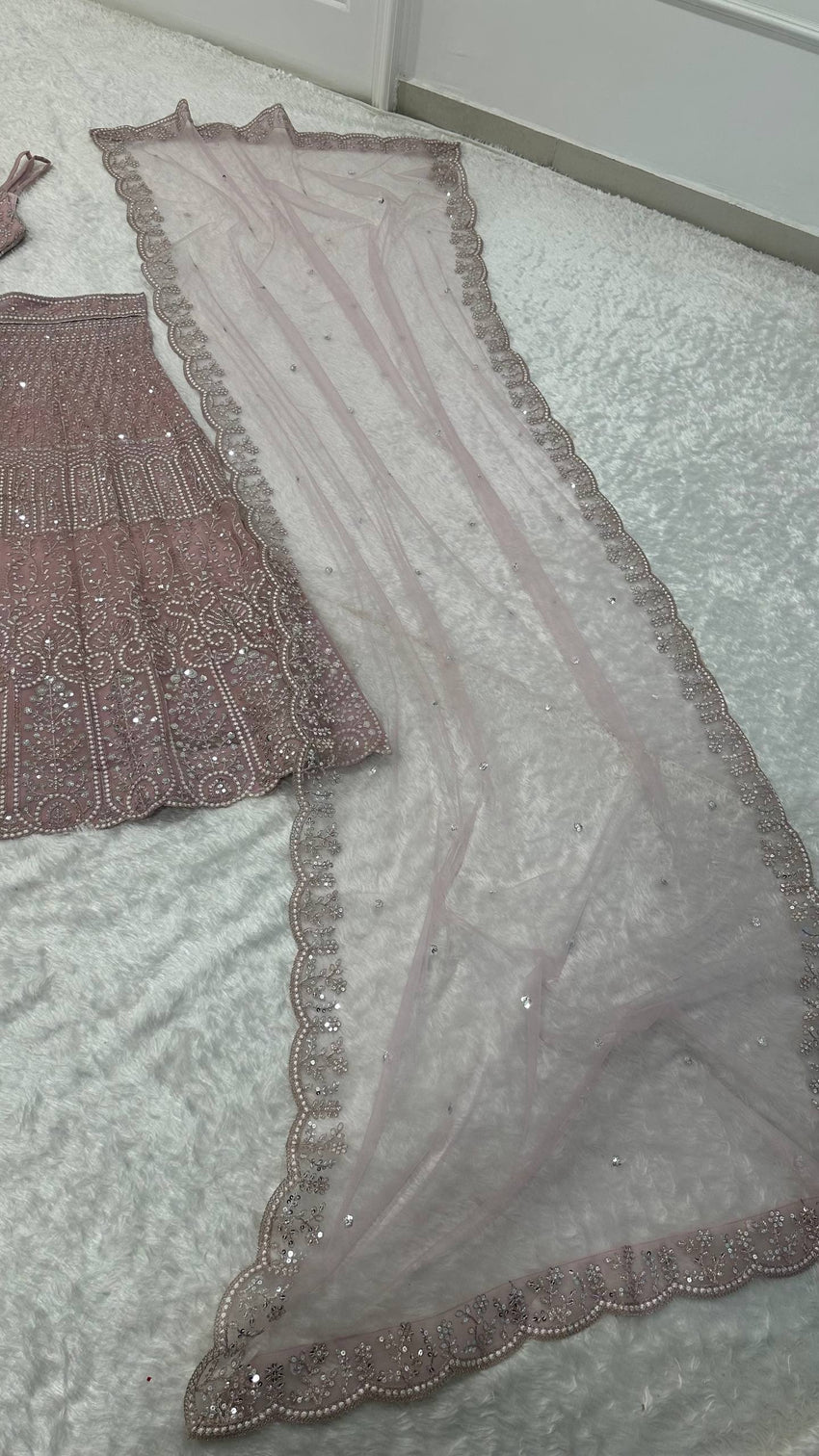 Pink Lehenga with Sequins, Resham Dori work