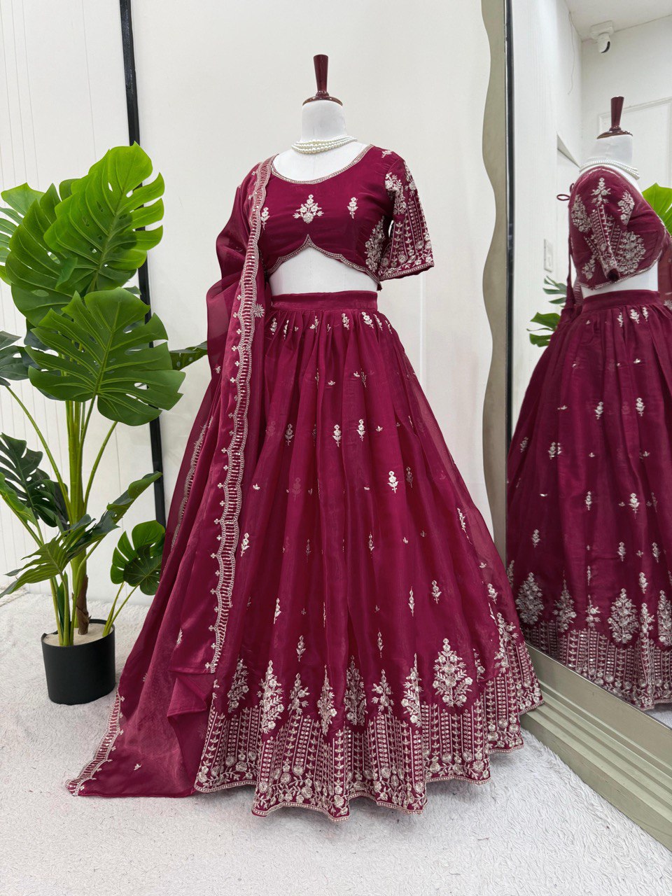 Pink Luxurious Jimi Choo Semi-Stitched Lehenga Choli Set
