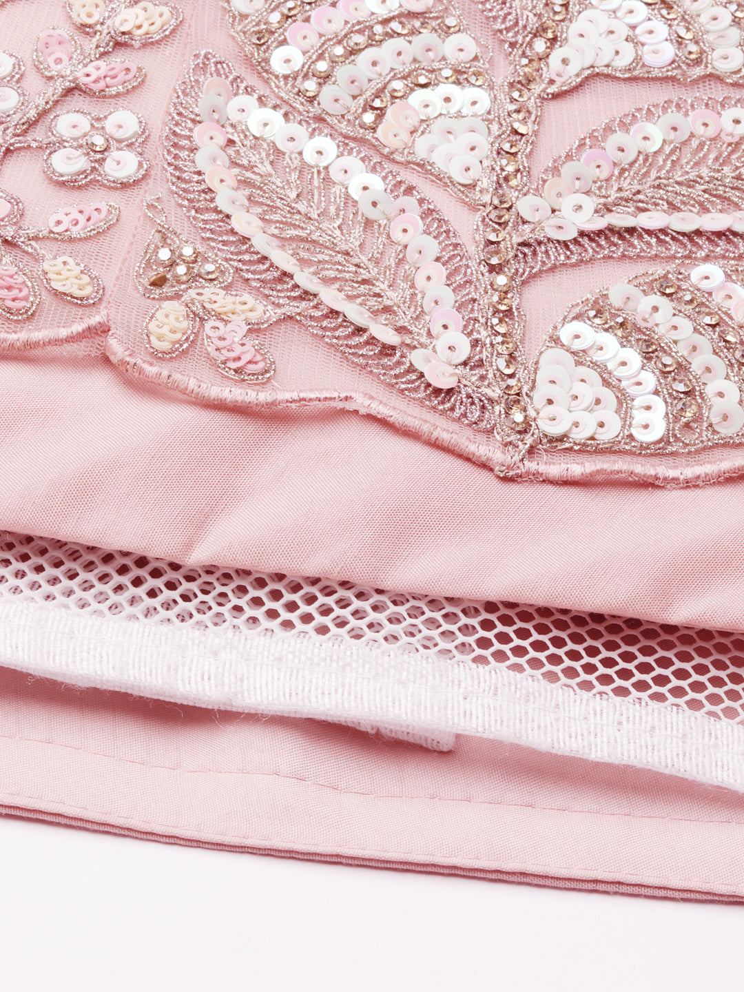 Pink Net Multi Sequins with heavy Zarkan embroidery Semi-Stitched Lehenga choli & Dupatta
