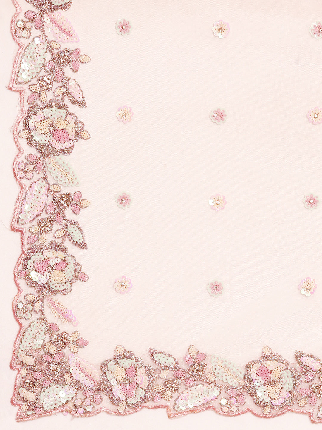 Pink Net Multi Sequins with heavy Zarkan embroidery Semi-Stitched Lehenga choli & Dupatta
