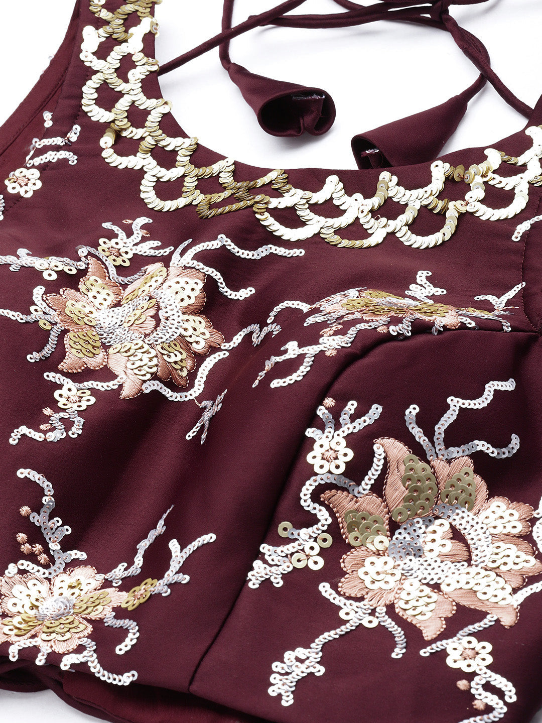 Pink Net Sequins Embroidered Semi-stitched Lehenga