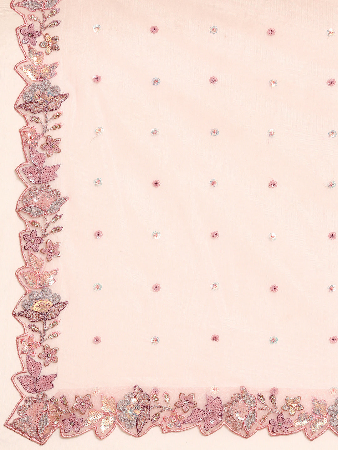 Pink Net Sequins with heavy Zarkan embroidery Semi-Stitched Lehenga choli & Dupatta