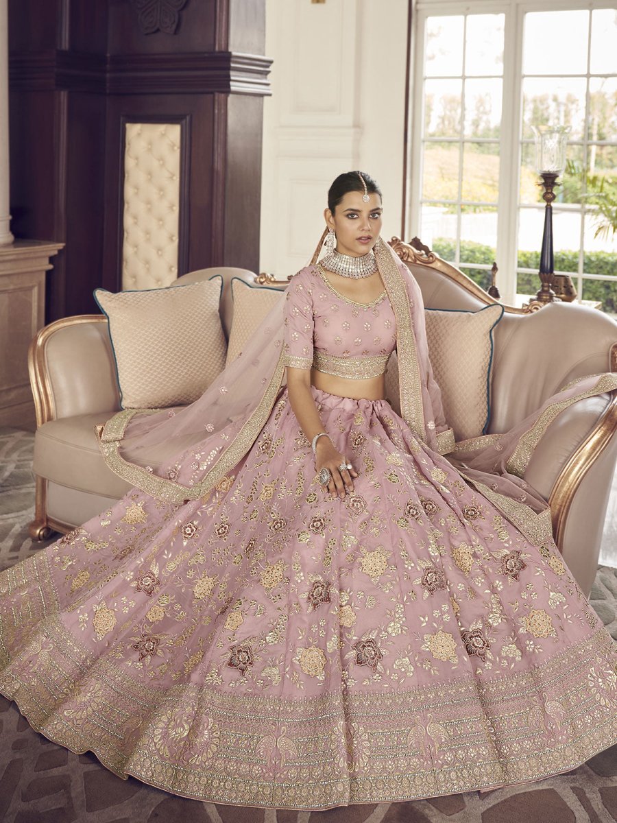 Pink Organza Festive Lehenga Choli