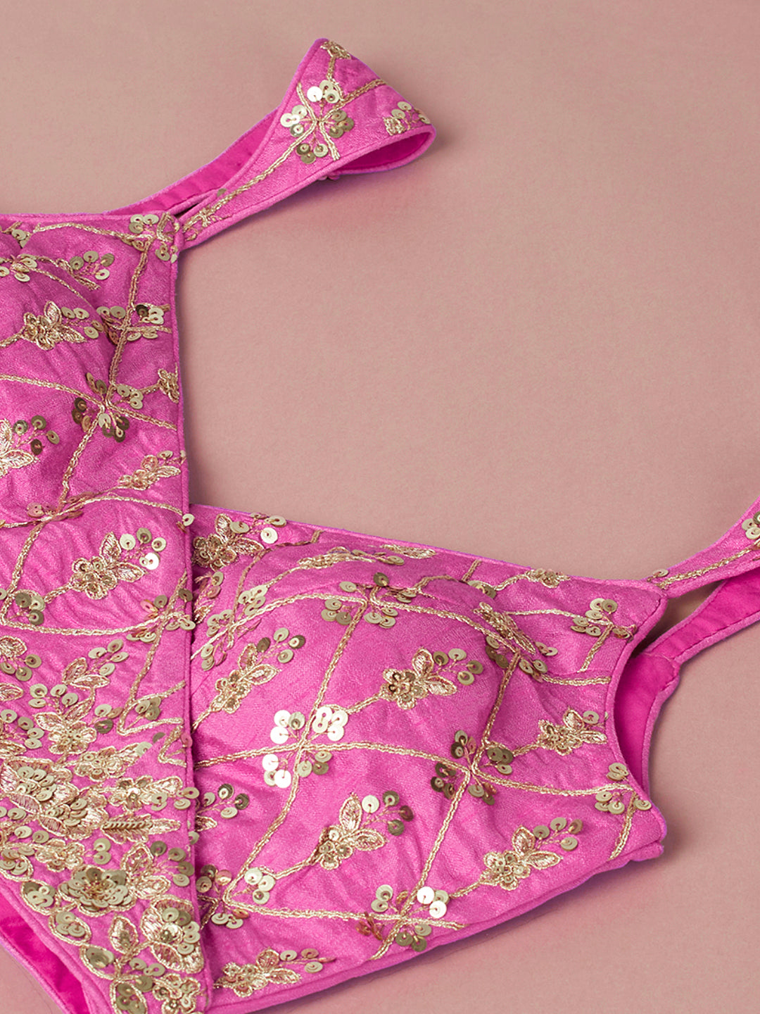 Pink Organza Floral Printed Semi-Stitched Lehenga choli & Dupatta