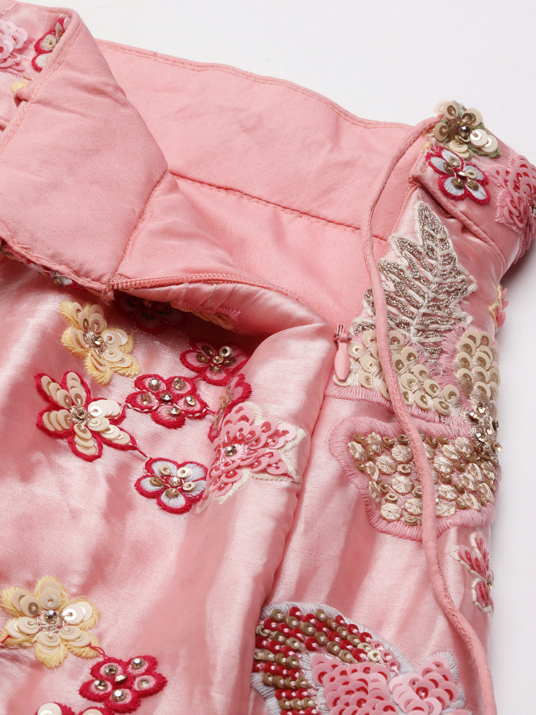 Pink Organza Sequins and Zarkan embroidery Semi-Stitched Lehenga choli & Dupatta
