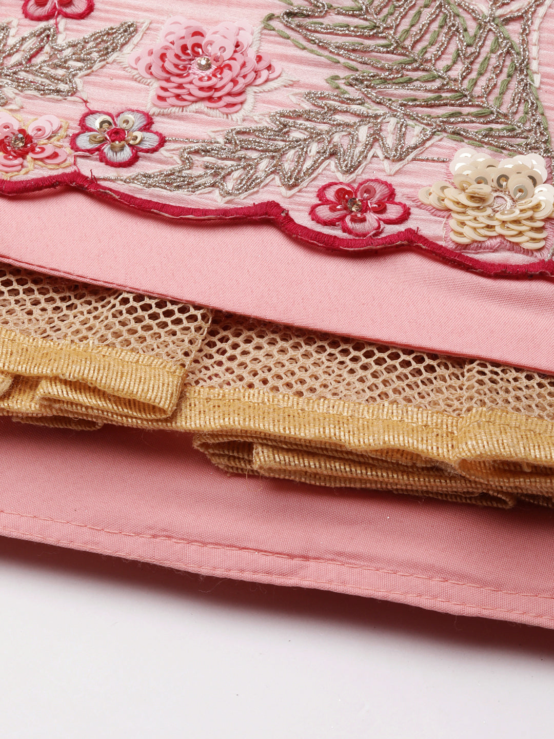 Pink Organza Sequins and Zarkan embroidery Semi-Stitched Lehenga choli & Dupatta