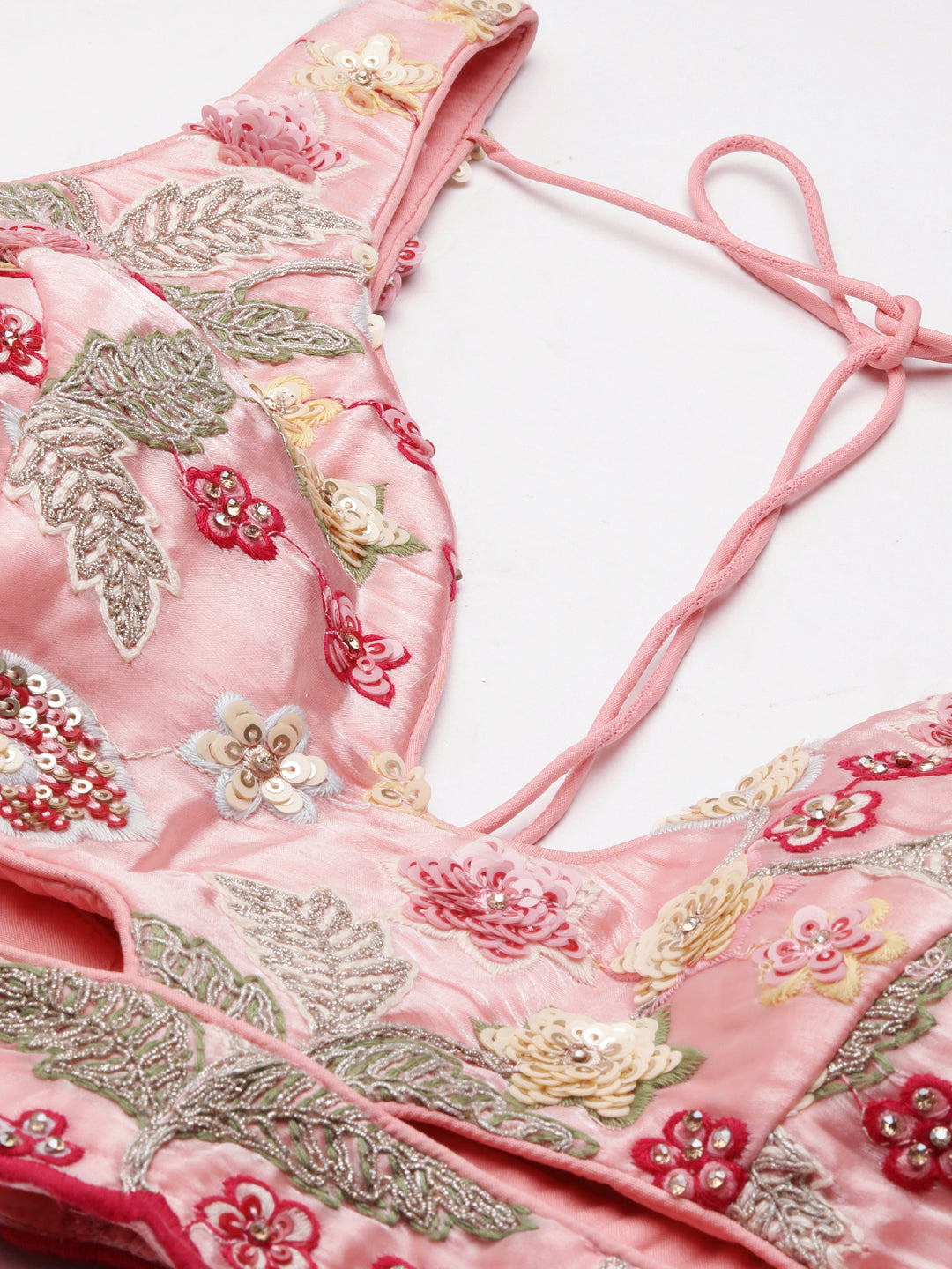 Pink Organza Sequins and Zarkan embroidery Semi-Stitched Lehenga choli & Dupatta