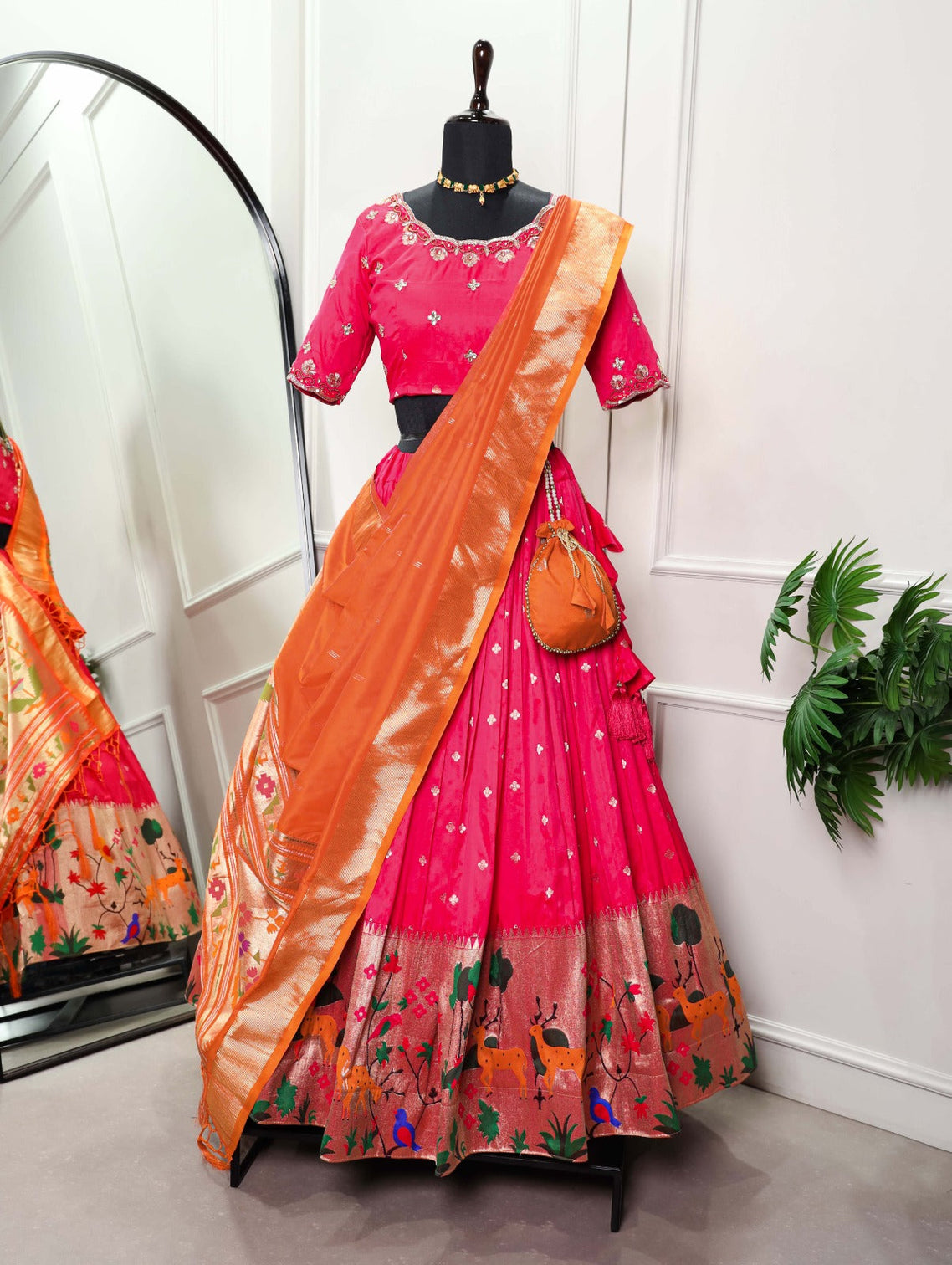 Pink Paithani Lehenga Choli Set