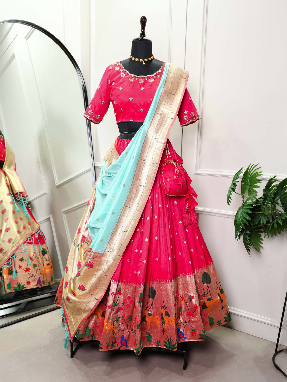 Pink Paithani Lehenga Choli Set