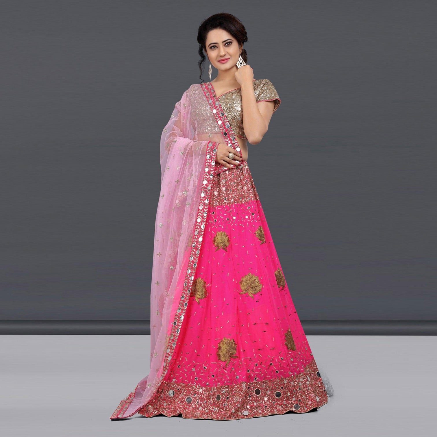 Pink Party Wear Sequins Embroidered Georgette Lehenga Choli