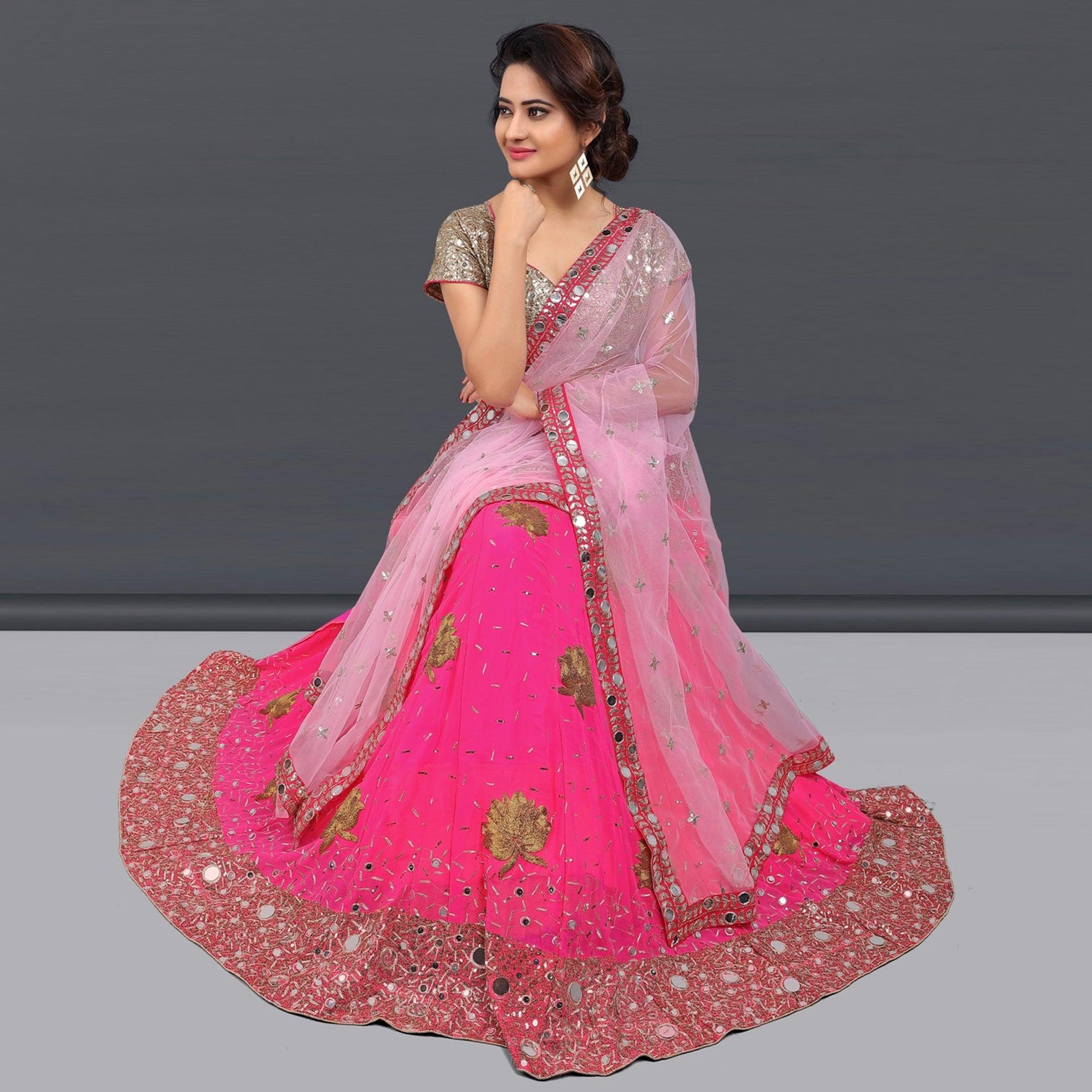 Pink Party Wear Sequins Embroidered Georgette Lehenga Choli
