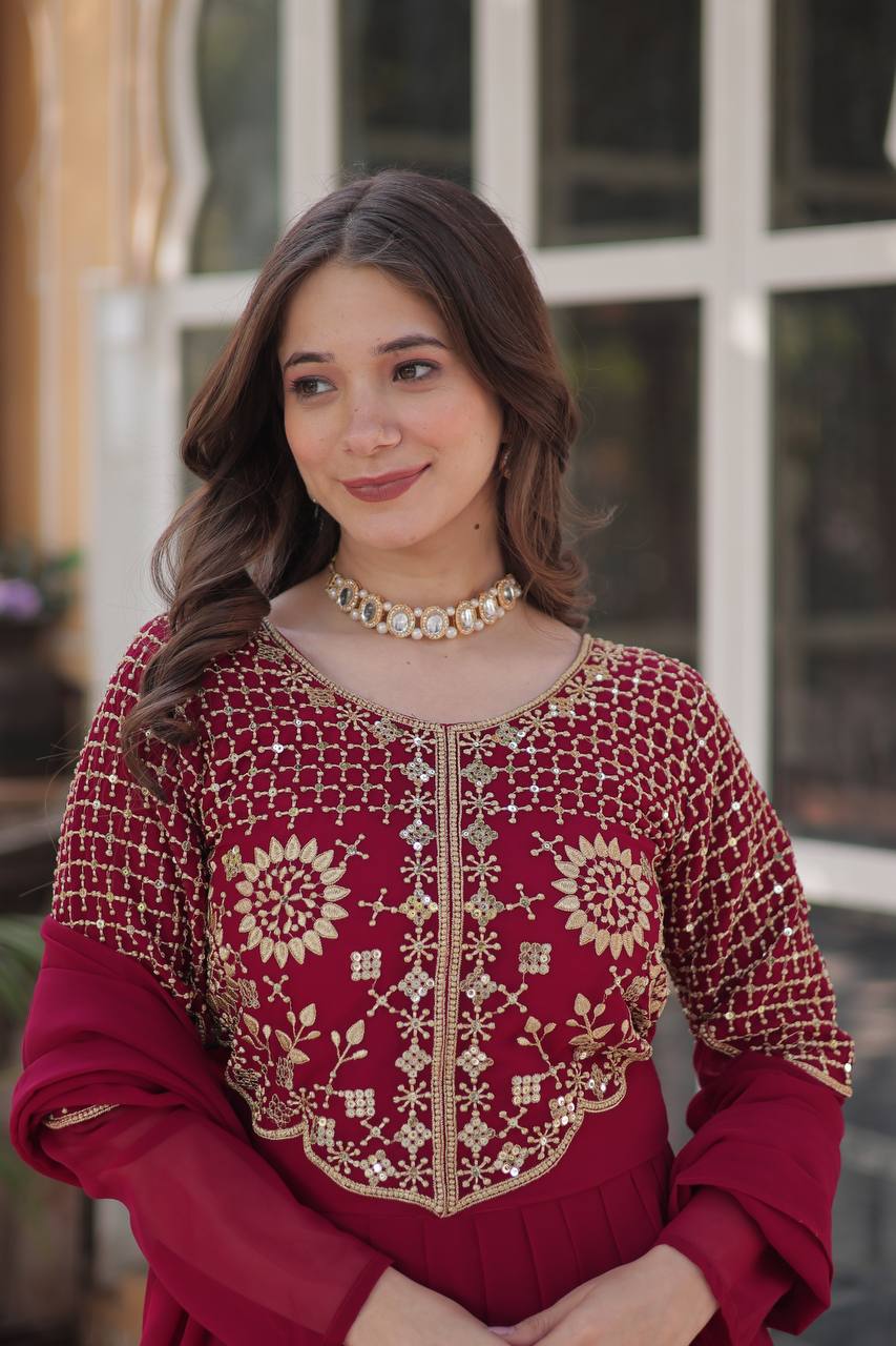 Pink Premium Designer Readymade Gown with Dupatta Collection