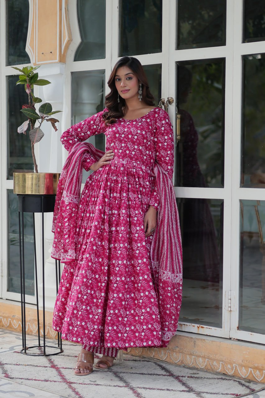Pink Premium Readymade Kurti with Pant & Dupatta Set – Elegant & Comfortable!