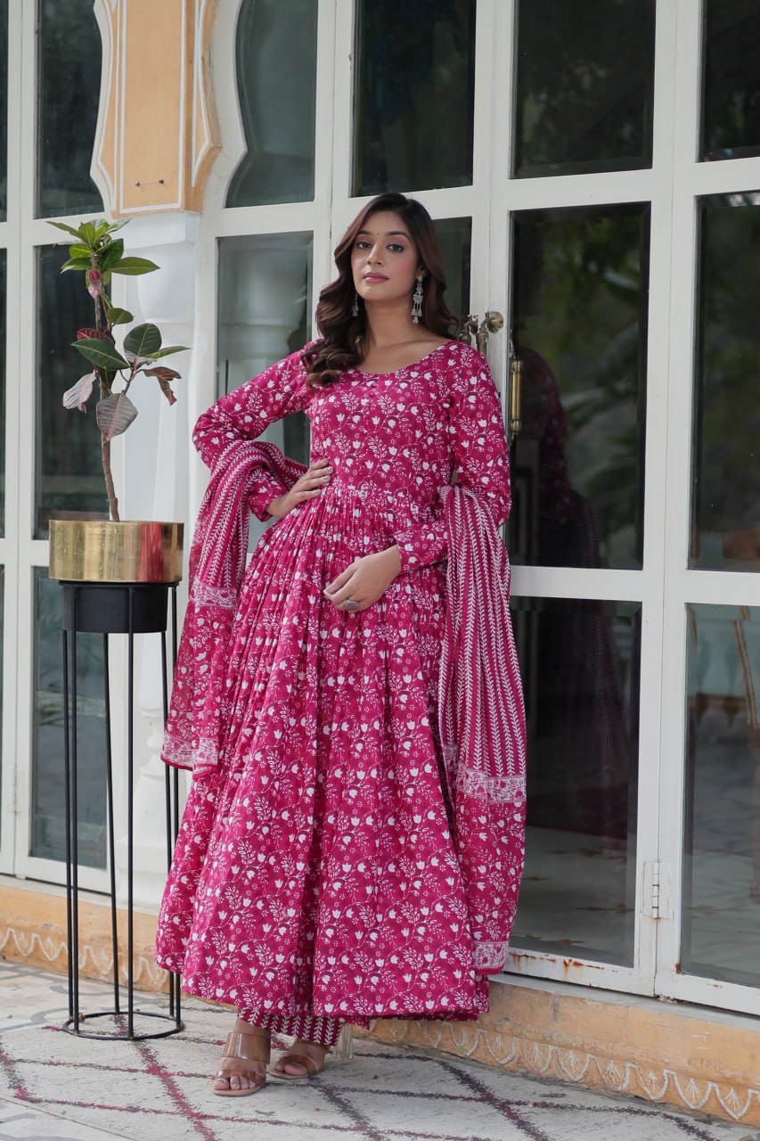 Pink Premium Readymade Kurti with Pant & Dupatta Set – Elegant & Comfortable!