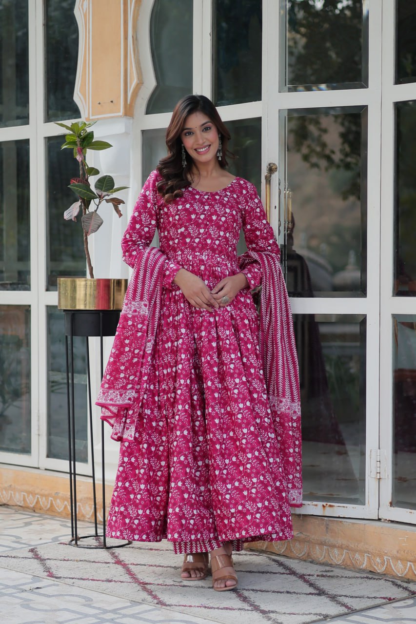 Pink Premium Readymade Kurti with Pant & Dupatta Set – Elegant & Comfortable!