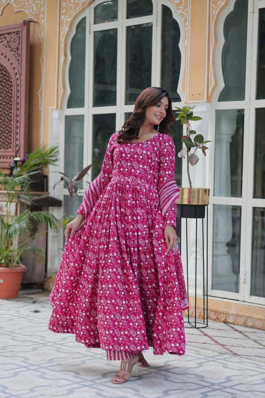 Pink Premium Readymade Kurti with Pant & Dupatta Set – Elegant & Comfortable!
