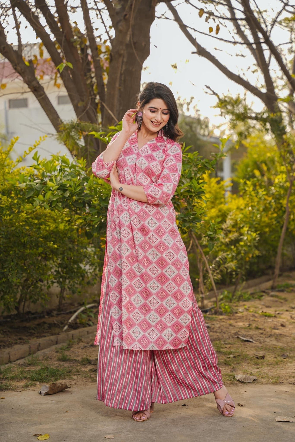 Pink Printed Rayon Kurti