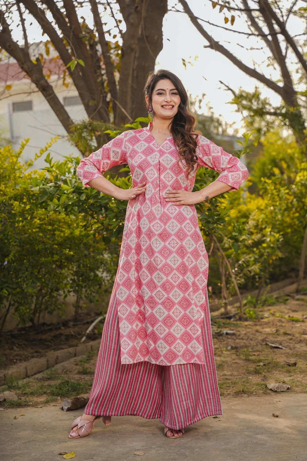 Pink Printed Rayon Kurti