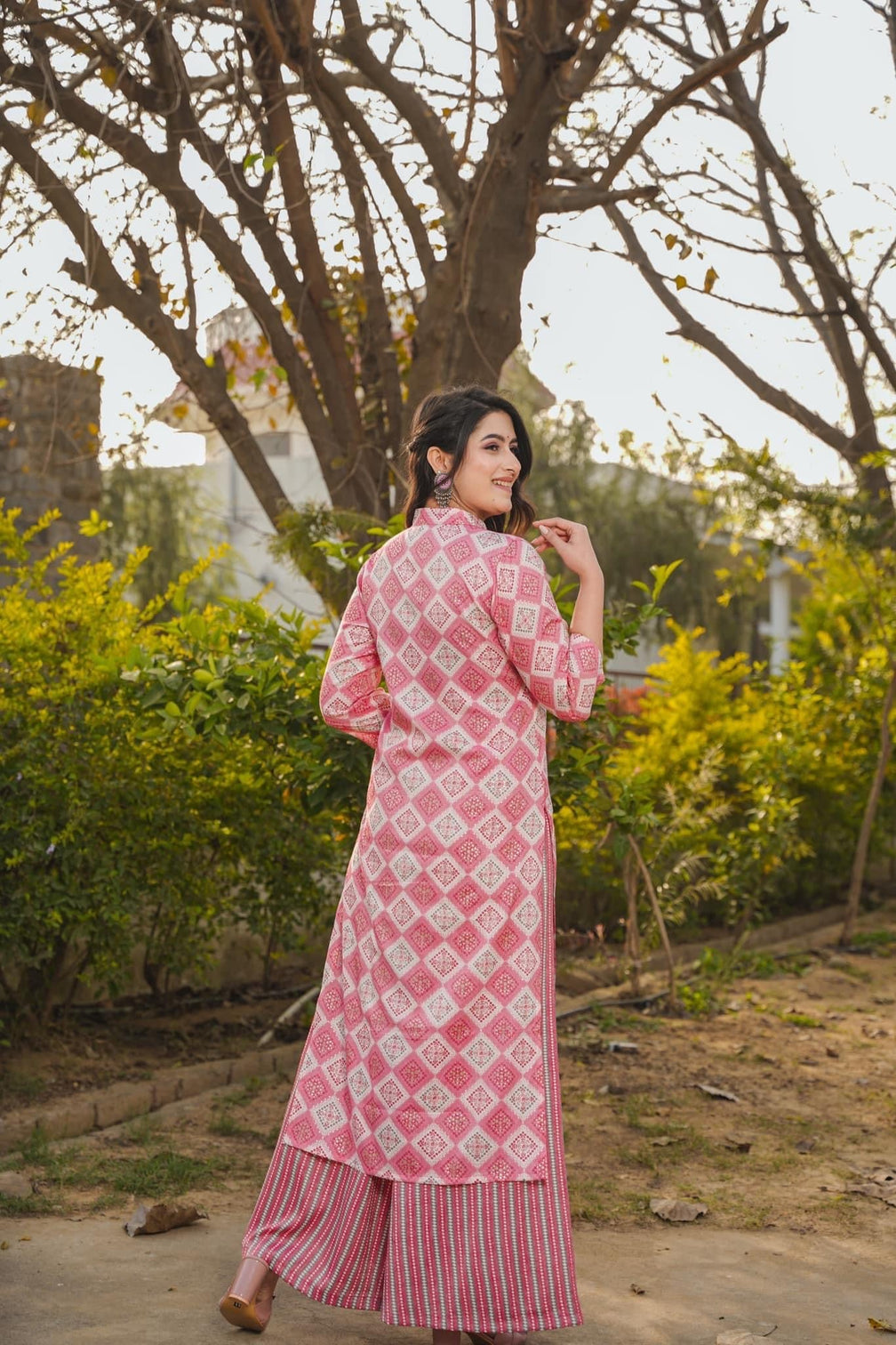 Pink Printed Rayon Kurti