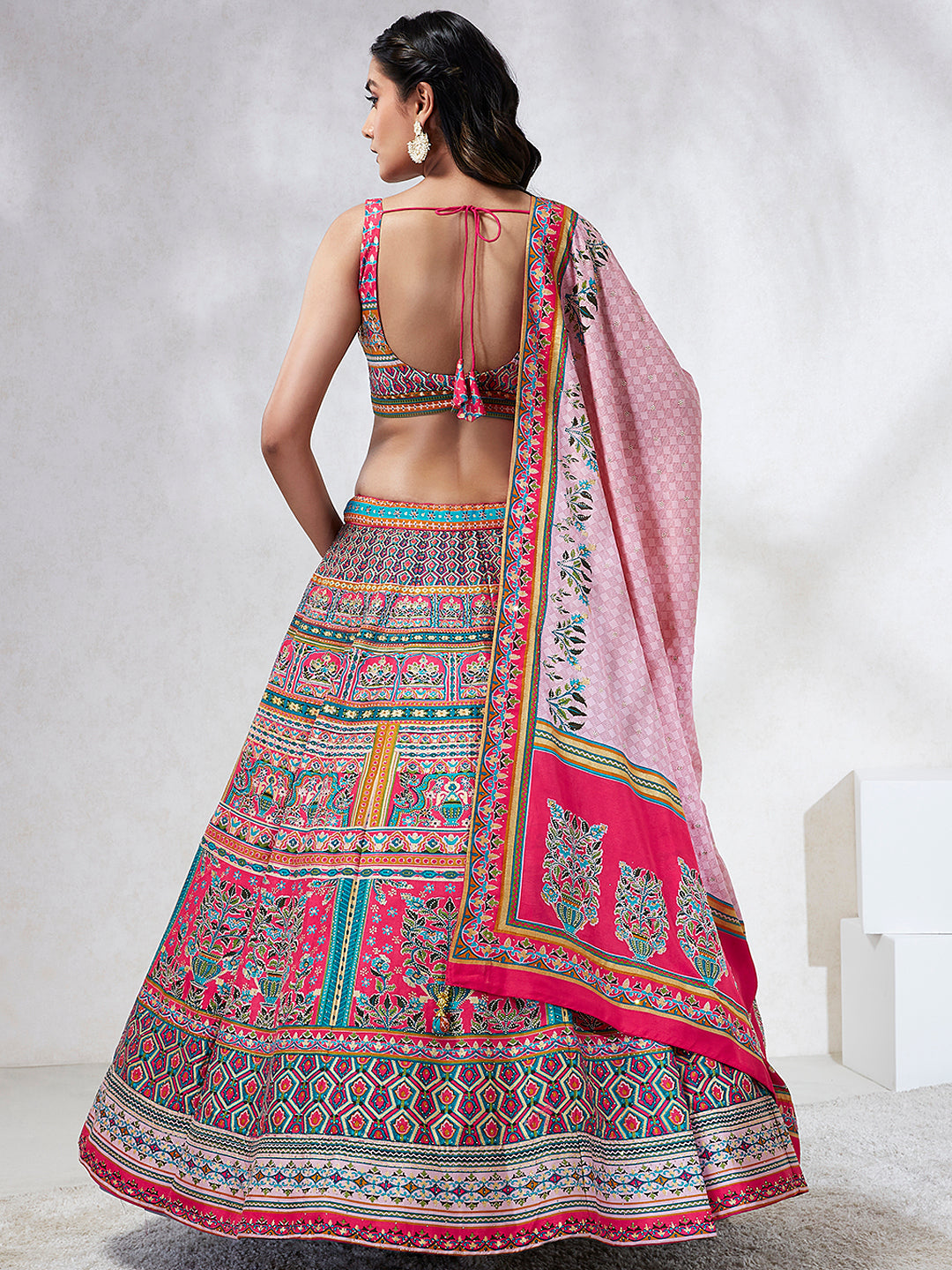 Pink Pure Georgette Lehenga Choli Set with Siroski Stonework