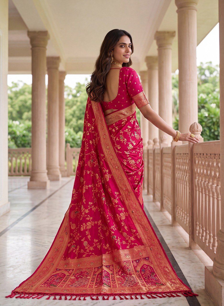 Pink Pure Nylon Satin Saree
