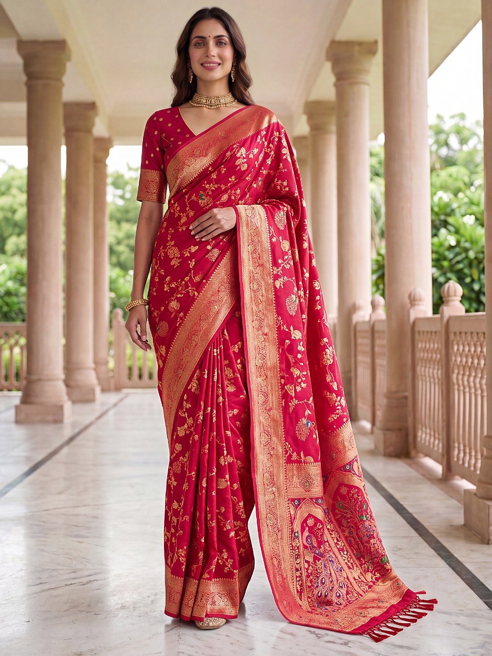 Pink Pure Nylon Satin Saree