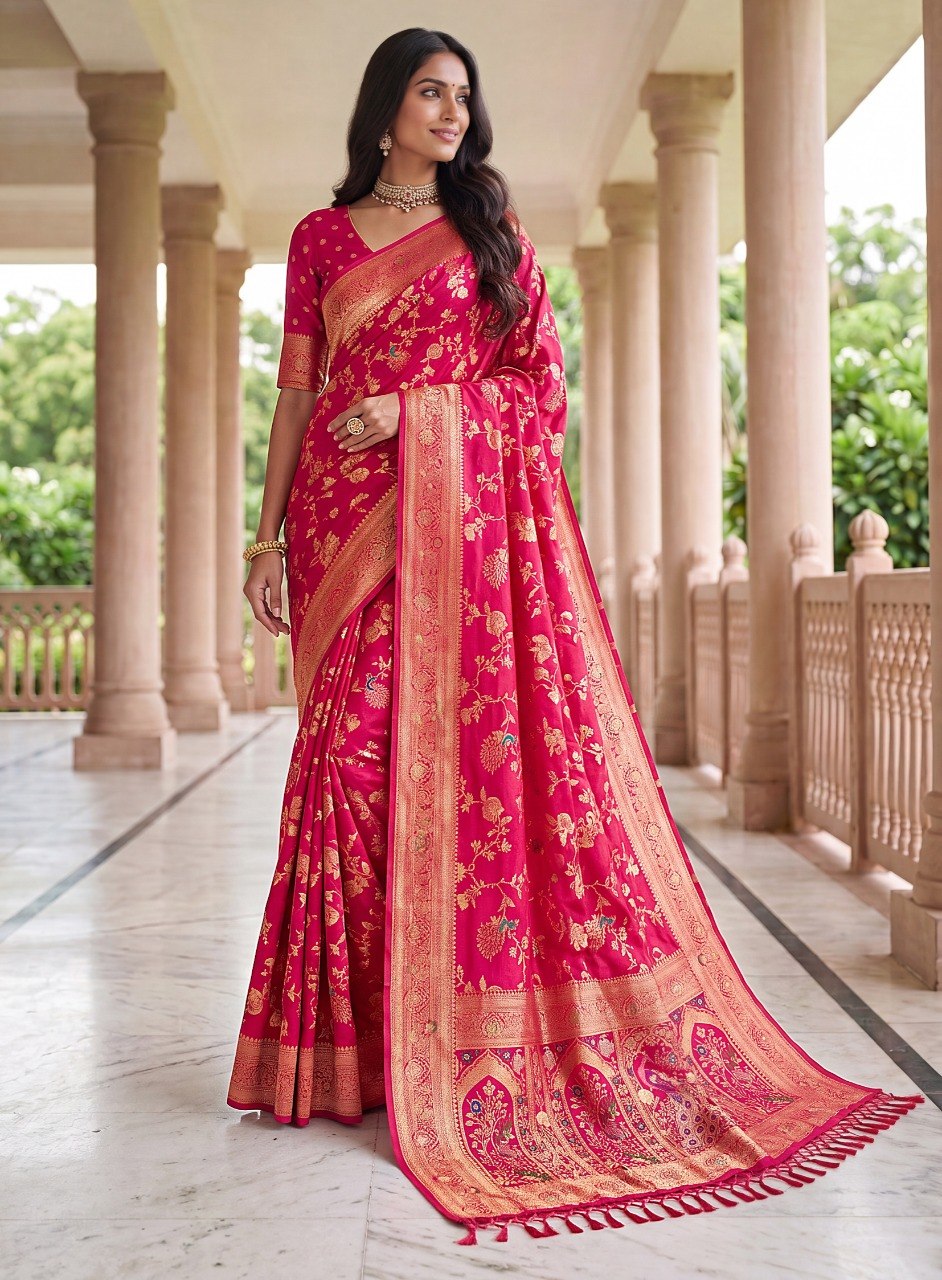 Pink Pure Nylon Satin Saree