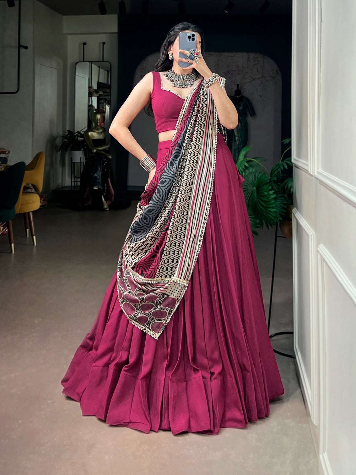 Pink Rayon Lehenga Choli Ethnic Wear