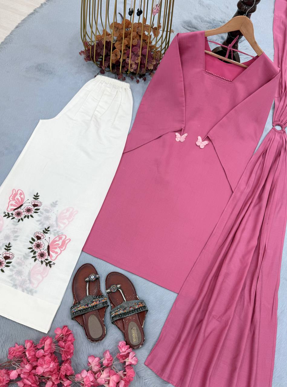 Pink Roman Silk Palazzo Suit