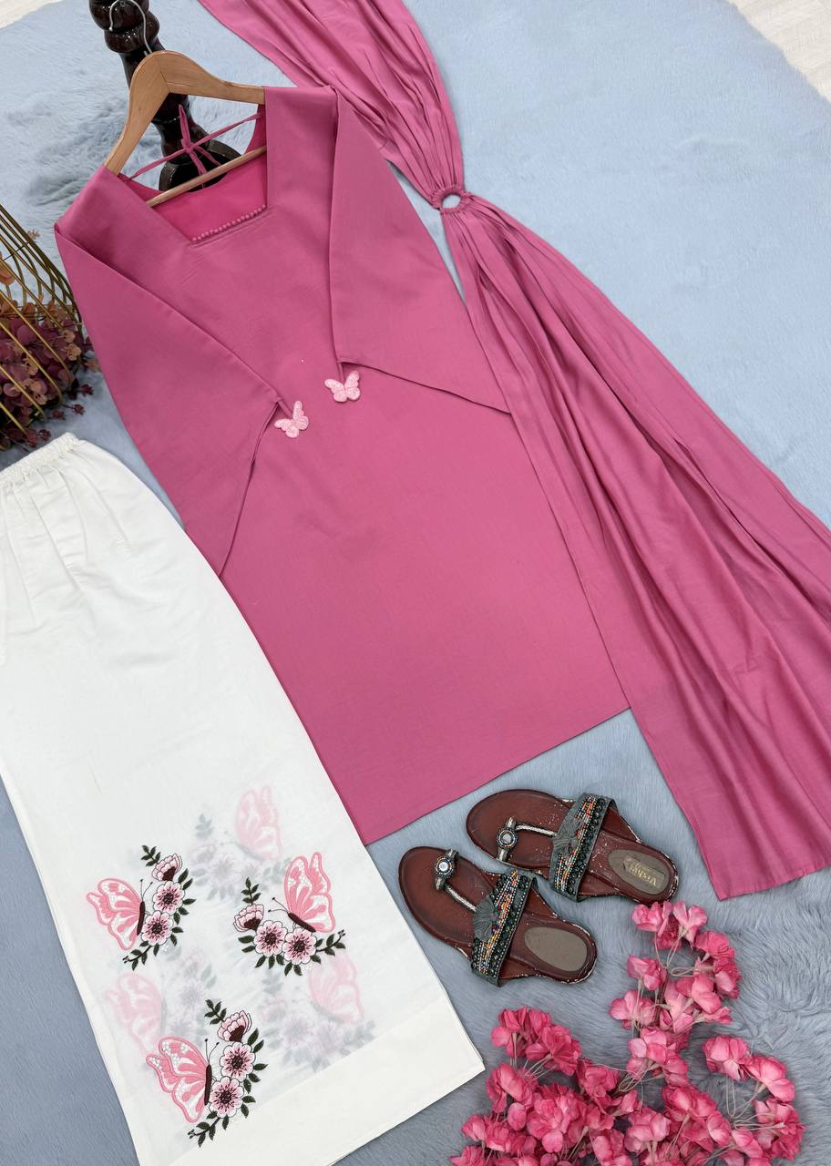 Pink Roman Silk Palazzo Suit