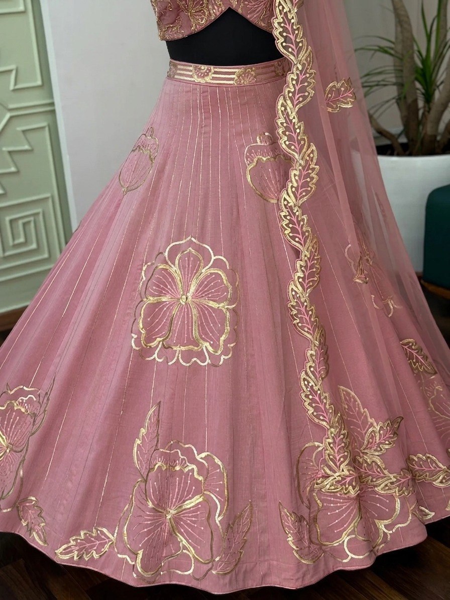 Pink Royal Zari Sequins Lehenga Set