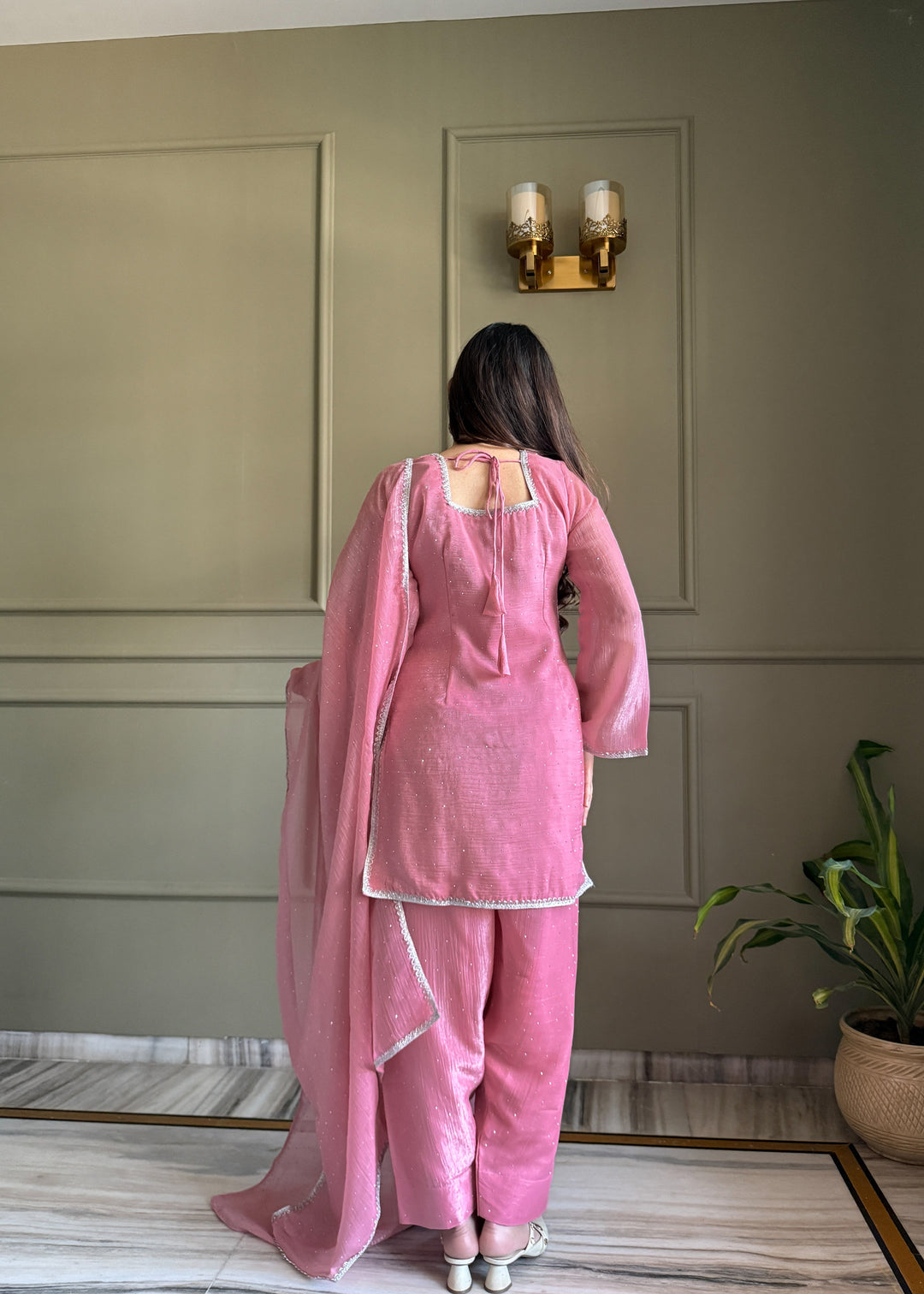 Pink Silk Kurta Salwar Set