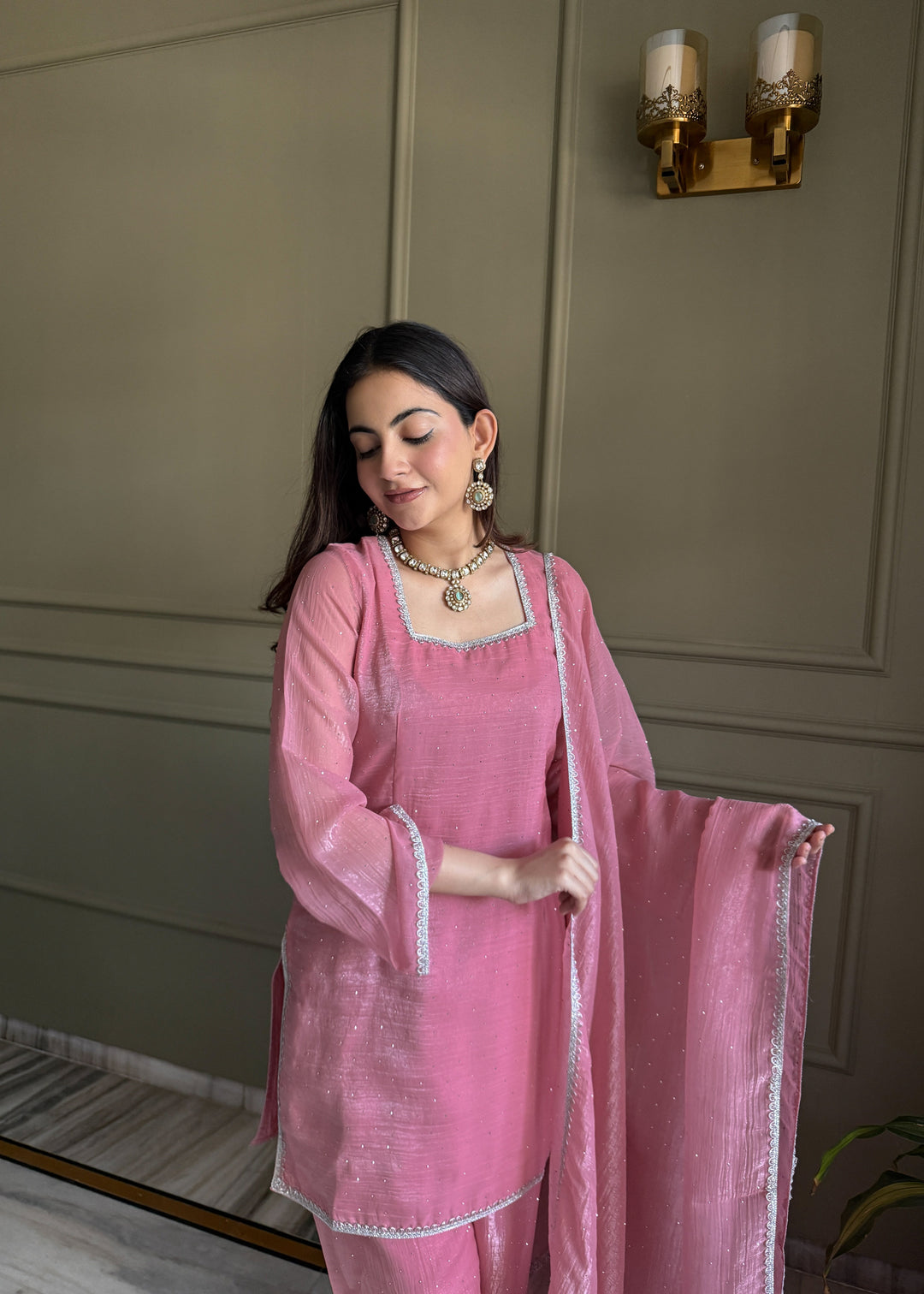 Pink Silk Kurta Salwar Set